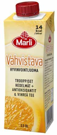 luontaisesti piristävää kofeiinia, lihasten palautumista tukevaa magnesiumia ja väsymystä vähentävää C-vitamiinia.