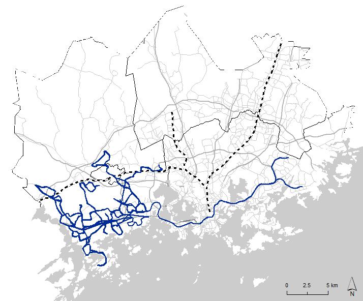 Osa 2: Uuden reitin lisääminen Ajetaan samat reitit uudestaan joukkoliikenteellä uuden reitin kanssa (länsimetro +