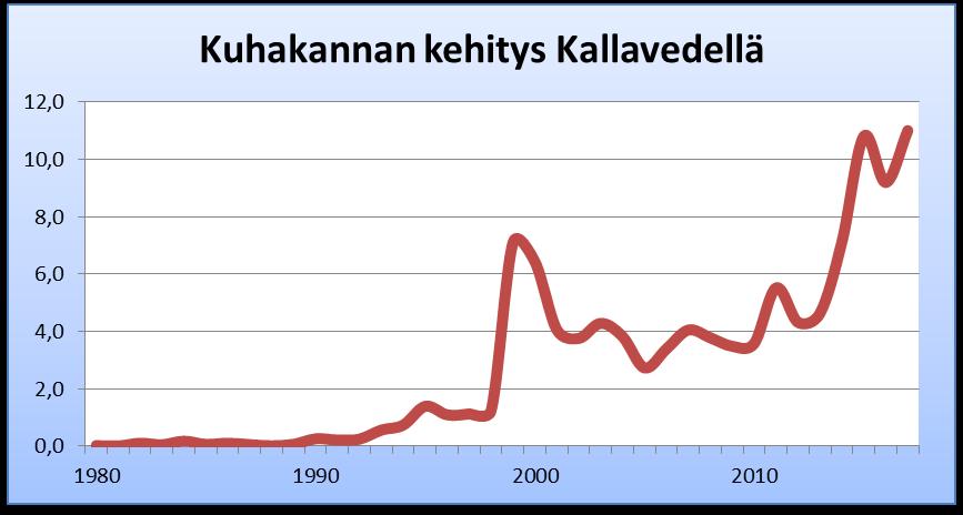 Kallaveden kuhakannat ennätystasolla Lähde: Kuopion kaupunki, Metsien ja vesialueiden yksikkö. Saalistilastointi. Kuhakannat alkoivat elpyä Kallavedellä 1990-l puolivälissä.
