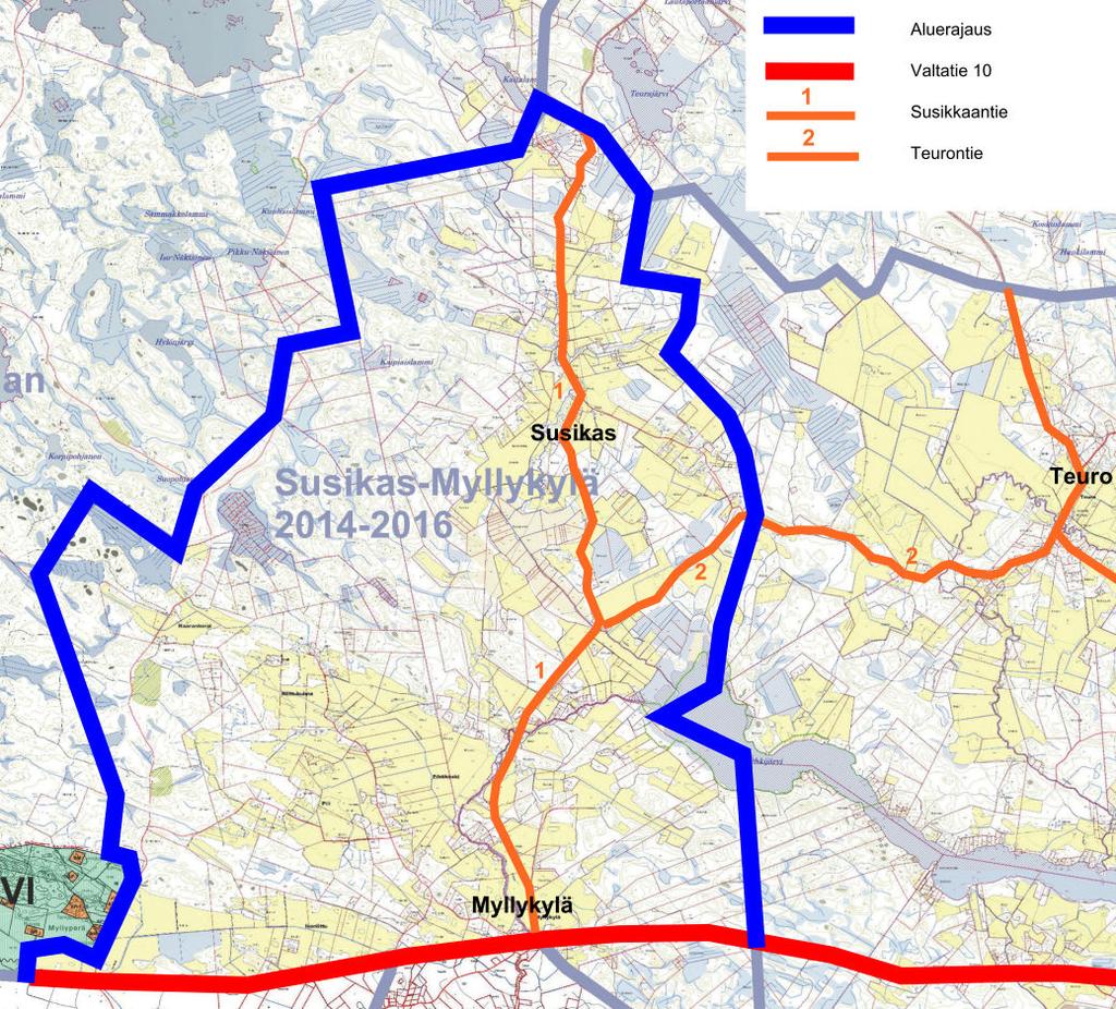 Susikas-Myllykylä osayleiskaava Aluerajaus kunnanhallituksen