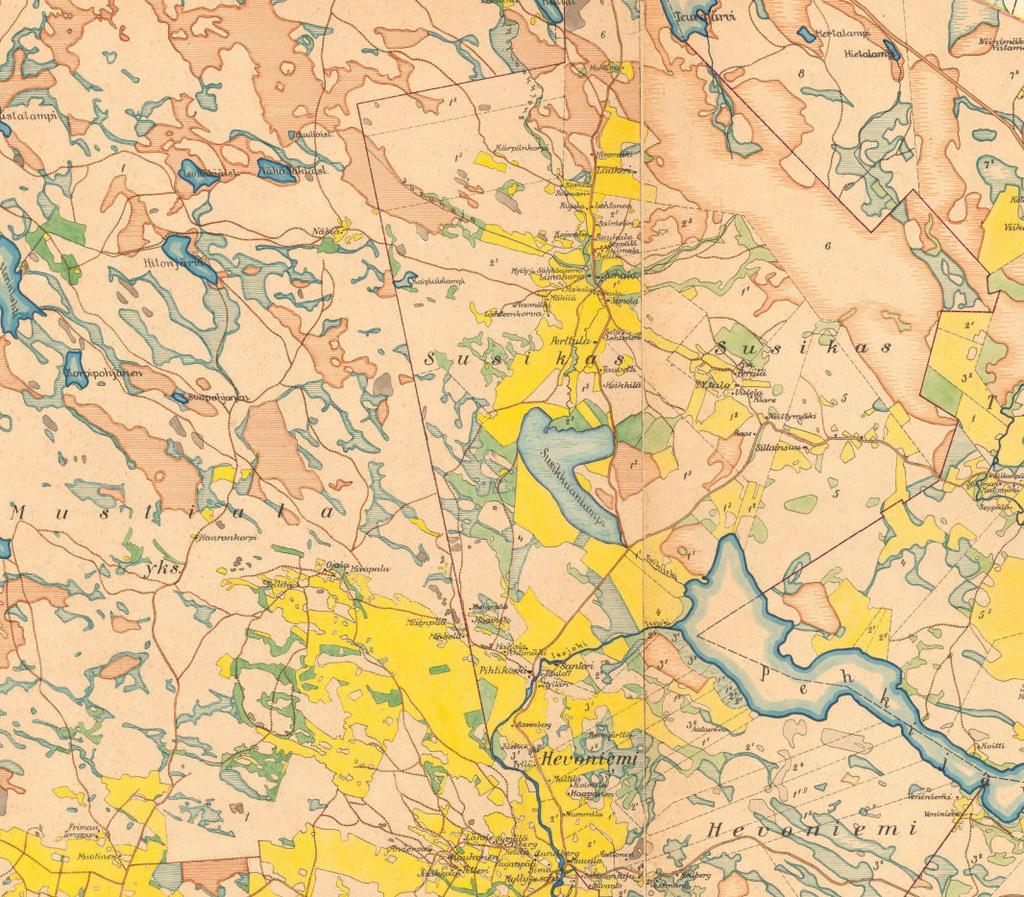 Kylän vanha rakennuskanta on sijoittunut tiiviisti Susikkaantien varrelle, mutta uudempaakin rakennuskantaa on vuosien aikana sijoittunut peltojen reuna-alueille ja metsäsaarekkeisiin.