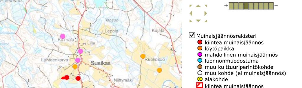 Löytöpaikkoja alueella on Perttula, Santeri, Pihtikoski, Rauhala, Ketunhäntä ja Rantaniitty.