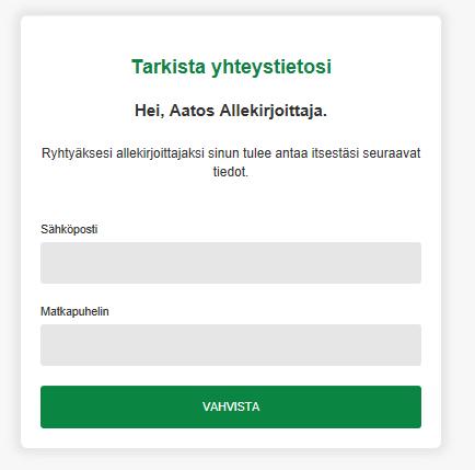 2. ALLEKIRJOITTAJA Asiamies lähettää ehdokasasettelujärjestelmän kautta henkilölle kutsun toimia keräämänsä ehdokaslistan allekirjoittajana.