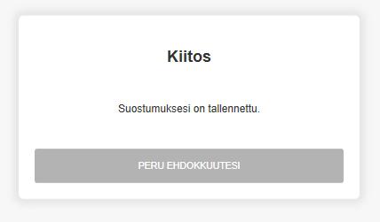3. EHDOKAS Ehdokaskutsu saapuu ehdokkaan sähköpostiin. Sähköpostilinkin kautta ehdokas pääsee ehdokasasettelupalvelun etusivulle, josta hän voi kirjautua järjestelmään pankkitunnuksillaan.