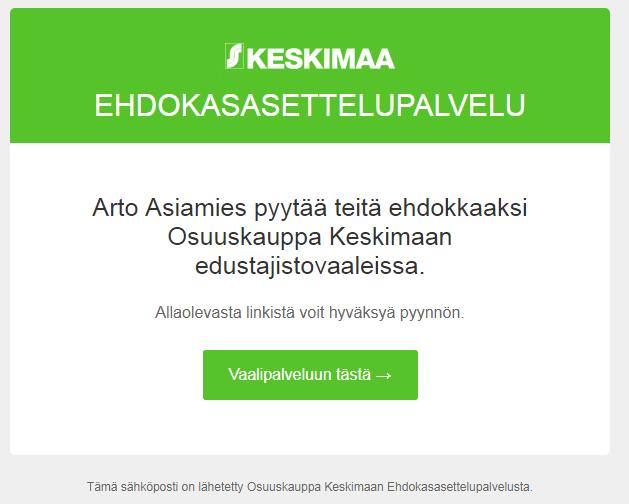 Lähetettäessä kutsu mihin tahansa edellä mainituista rooleista, tulee kutsuttavasta henkilöstä täyttää lomakkeelle henkilön jäsennumero ja sähköpostiosoite sekä puhelinnumero.
