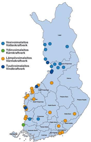 Kuva 1 2. Pohjolan Voiman voimalaitospaikkakunnat. Pohjolan Voima toimittaa hankkimansa sähkön ja lämmön osakkailleen omakustannushintaan.