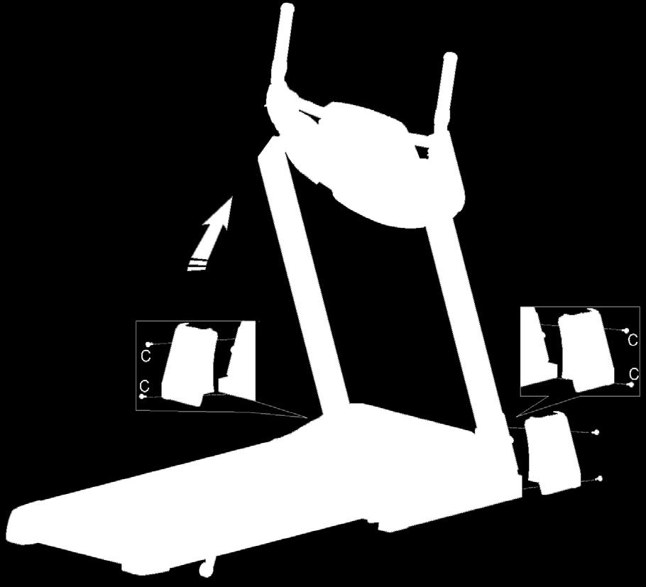 STEP 4 Attach side cap (I) with the screws (D) at the bottom of the upright, and tighten them well. ABOUT THE EXERCISE ENVIRONMENT Make sure the exercise environment has adequate ventilation.