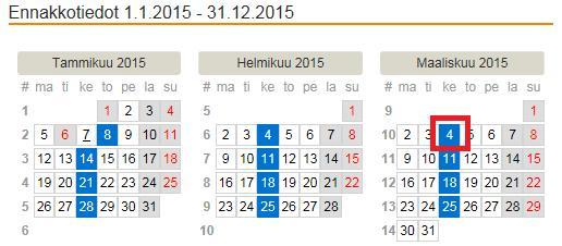 Jos valitset Kalenteri sivun, niin klikkaa kalenterissa sitä lehden