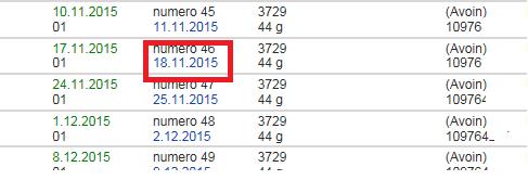 valitset Lehden numerot sivun, niin klikkaa luettelossa sitä lehden