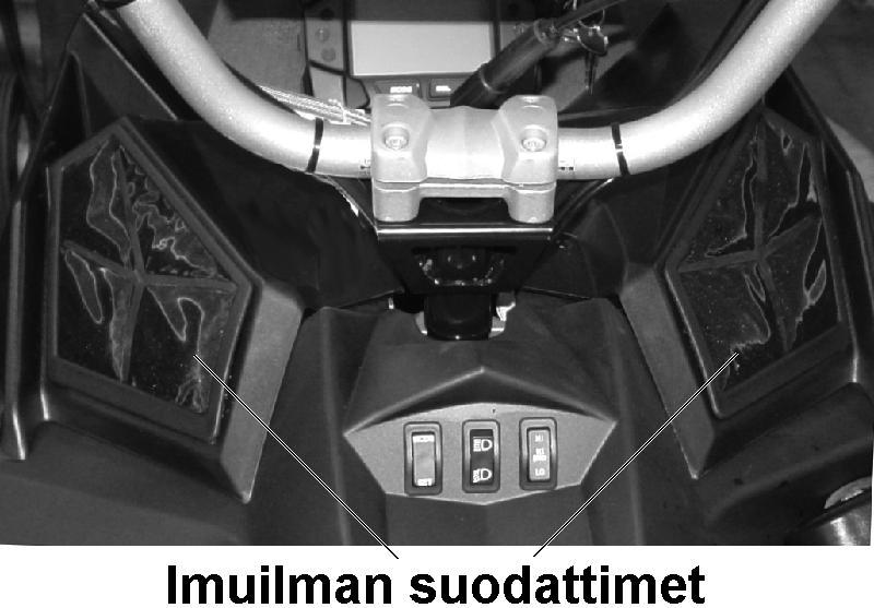 MOOTTORIKELKAN HUOLTO Imuilman esisuodatin Sytytystulpat Imuilman esisuodatin Mittariston vieressä olevat imuilman esisuodattimet estävär pöllyävän lumen pääsyn imukanavistoon.