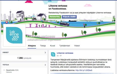 Profiilikuva eri kanavissa on Liikenneviraston tunnus valkoisella taustalla. Parhaiten some-kanavissa toimii Liikenneviraston rinnakkainen tunnus.