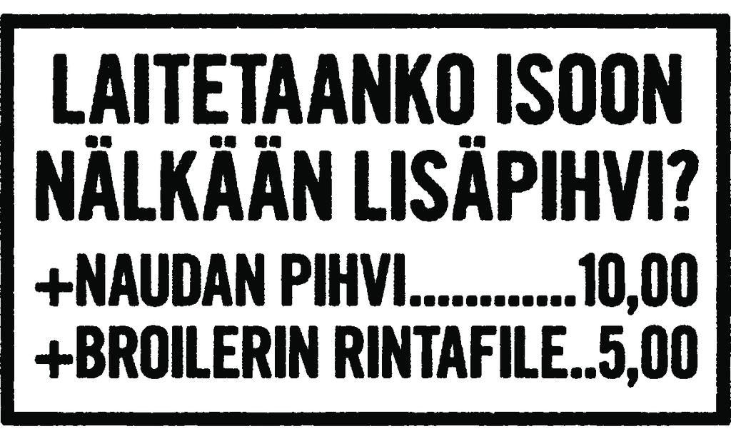 15. BONER L, G 17,00 16. GREEN DAY L, G 16,50 Saparohäntä saa kyytiä. Possun ribsejä talon omalla BBQ -kastikkeella & ranskalaisia.