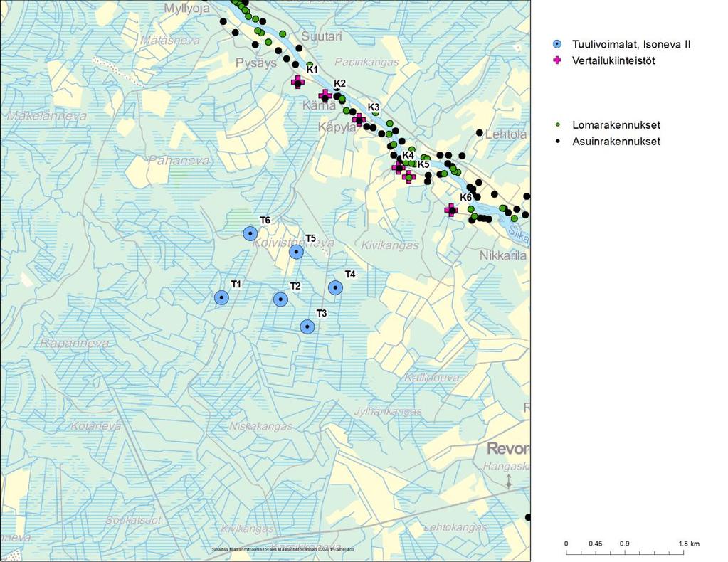 Taulukko 4: Vertailukiinteistöjen koordinaatit ETRS-TM35FIN-koordinaatistossa.