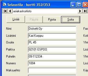 58/200 KÄYTTÖOHJEET - Asteri Windows Laskutus 7.9 PUHELINNUMERON VALITSEMINEN Puhelinnumeron valitsemistoiminto vaatii toimiakseen seuraavaa: - Win95/98 (koneessa oltava TAPI.