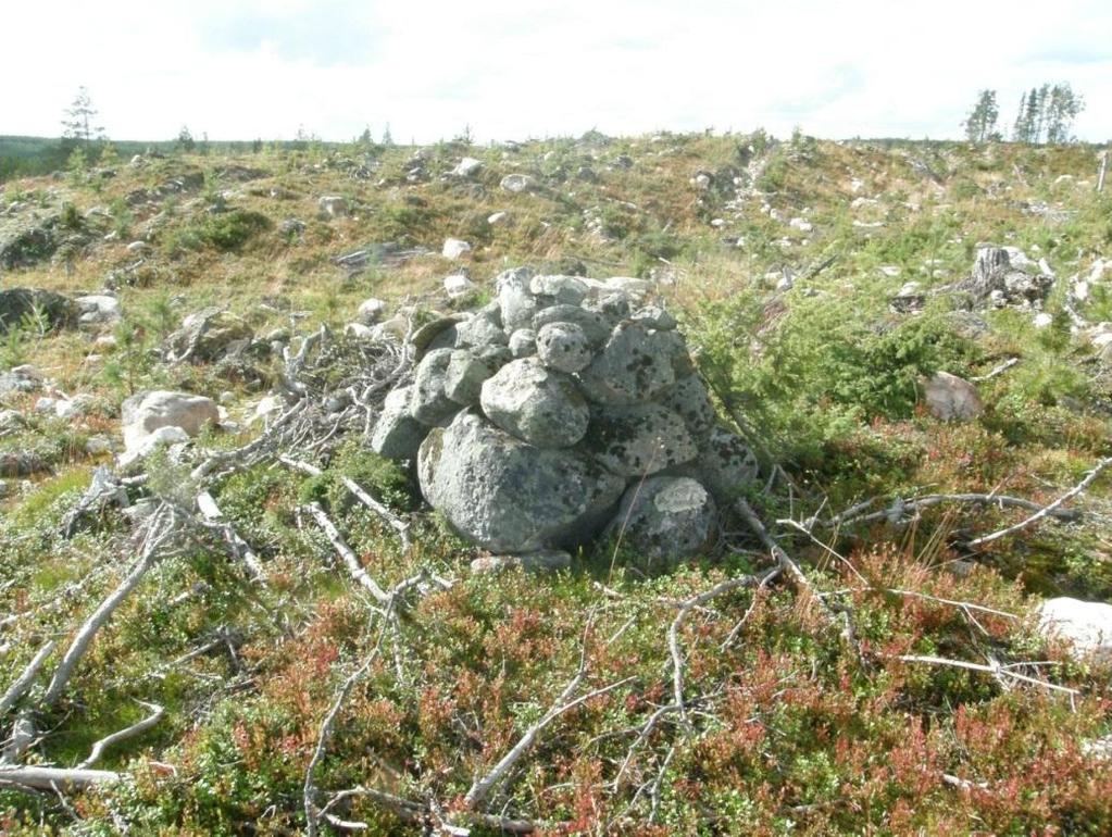 10 Poksamonsuo pohjoinen, latomus sijaitsee voimakkaasti muokatun hakkuualueen keskellä. POSIO 230 PALONENÄKE 1 Mjtunnus: 1000018981 Rauh.