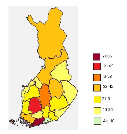 18 Kuva 1: Taiteen perusopetuksen oppilaitokset maakunnittain Tarkastellessa oppilaitosrekisteriä (tpo08 LIITE1: tpo oppilaitosrekisteri 2008, ), voidaan huomata että joissakin kunnissa taiteen