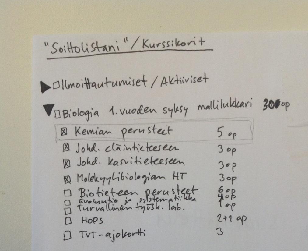 Case: Haluan isona perinnöllisyystieteilijäksi Lähtökohta: opiskelijoita ja elämäntilanteita on erilaisia! Mallisuositukset valmiina Variaatio 1: 1.