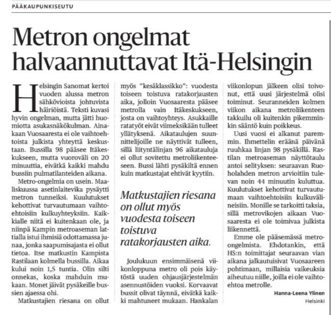 Pääkaupunkiseudulla saavutettavuus