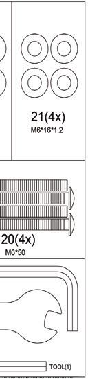 Allow at least 100 cm of clearance around the equipment. The package contains the parts as shown in figure.