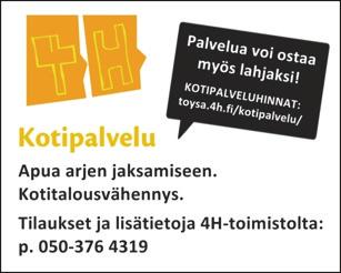 Toukokuu/2016 TÖYSÄN 4H-YHDISTYS Wilskmannintie 1, 63600 Töysä puhelin 050-376 4319