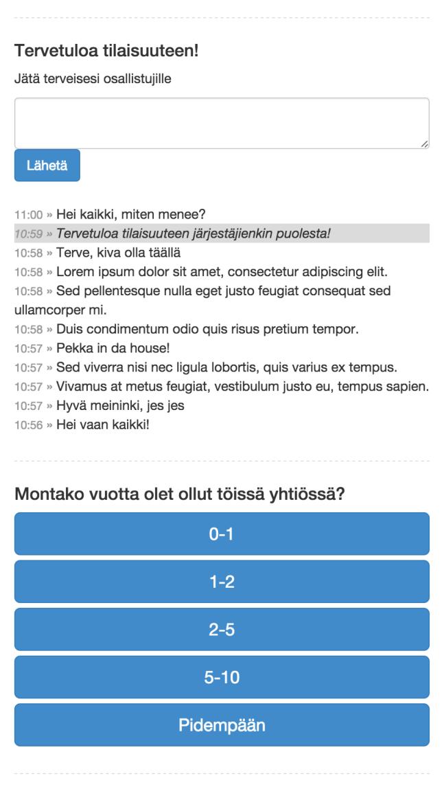 Aktiviteetit näkyvät samassa järjestyksessä sekä hallintanäkymässä että