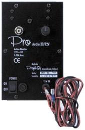 Pro Audio 30/12V 9V-12V syöttöjännitteellä toimiva PA30 malliin perustuva aktiivikaiutin, joka vastaa kaikilta ominaisuuksiltaan muita aktiivikaiuttinmalleja.