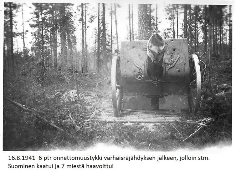 Kohtalokas putkiräjähdys Tkm. Veikko Matilainen Nurmes, Savikylä Korpr. Antti Pyykönen Nurmes, Ylikylä Korpr. Pentti Immonen Nurmes, Ylikylä Tkm. J. (Juho) Kuittinen Nurmes, Ylikylä Tkm.