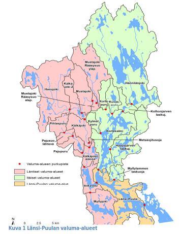 Puula kuormitusselvityksen tulokset Erityisenä huolenaiheena olivat Puulan länsiosaan laskevan Kälkäjoen valuma-alueella sijaitsevat turvetuotantoalueet ja niiden vaikutus Puulan länsiosan