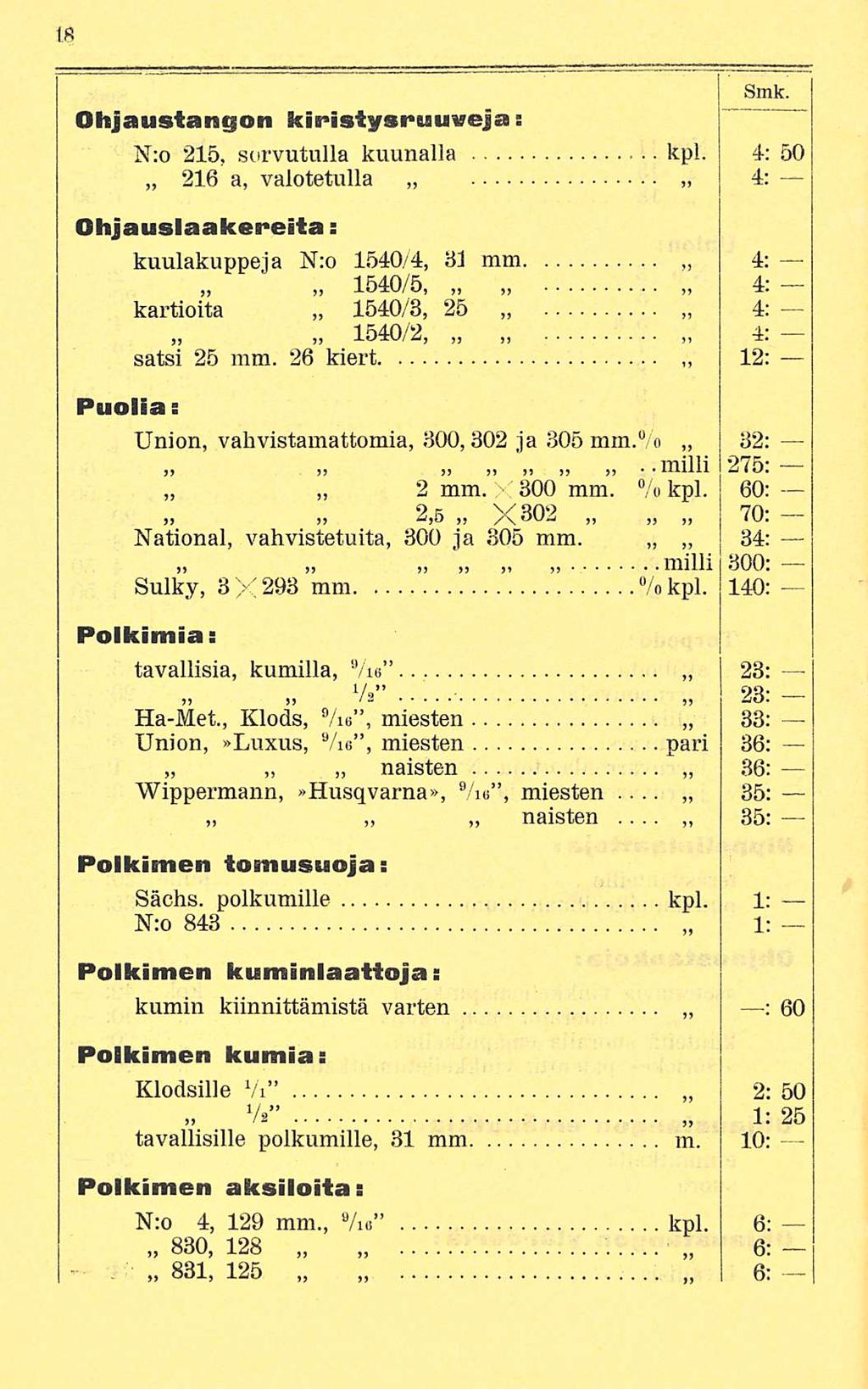 Smk. Ohjaustangon kiristysnuuveja; N:o 215, sorvatulla kaunalla kpl.