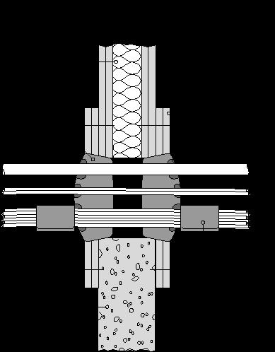 A3.2.2 Läpivientipalvelut Tiivisteen koko Ø: 52-250 mm Hiltin palokatkotulpat CFS-PL (A), paksuus t A 150 mm, keskistetty seinän paksuuden (E) mukaan; listoitus (E 1 ) standardin A3.1.2 mukaisesti.