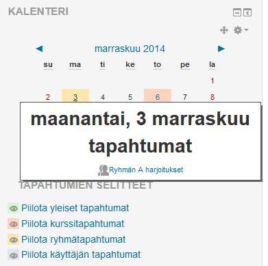 Viemällä hiirellä kursorin tapahtuman päälle näet tapahtuman otsikon. Kun klikkaat otsikkoa, tapahtuman kuvaus avautuu kokonaisuudessaan (ks. kuva alla).