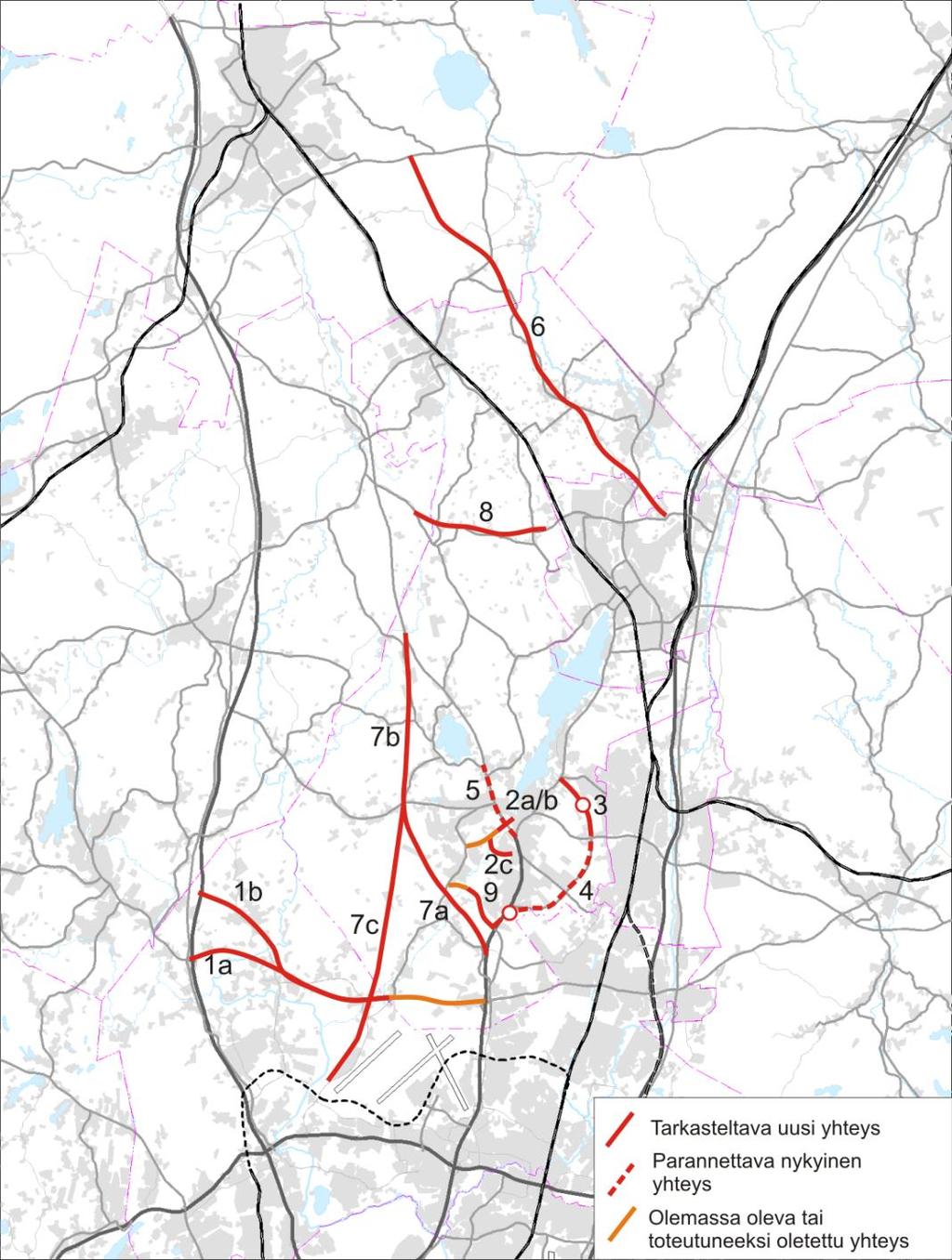 Tuusulan yleiskaavan hanketarkastelut Hanketarkastelut laadittiin vuoden 2040 tilanteessa Tarkastelut laadittiin seuraavien hankkeiden/vaihtoehtojen osalta: 1.