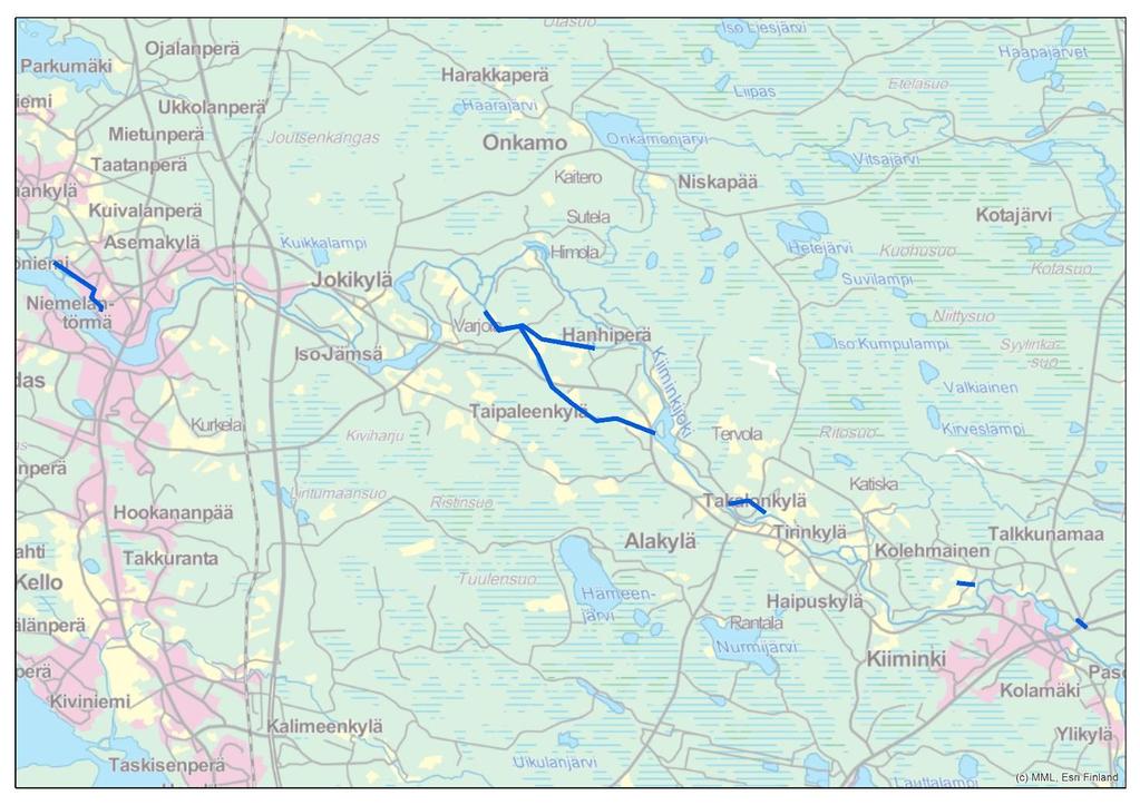 patoalueen. Nykyisin joki saarineen ja tulvauomineen on niin mataloitunut, että patojen muodostumisen riski on koko suistoalueella sillalta alkaen.