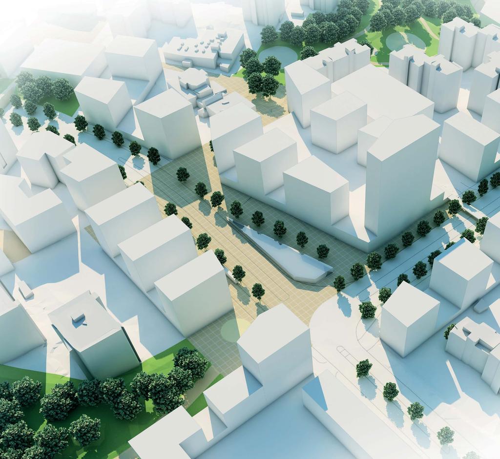 Palvelukeskus leikkaus A-A 1:2000 Näkymäkuva palvelukeskuksesta.