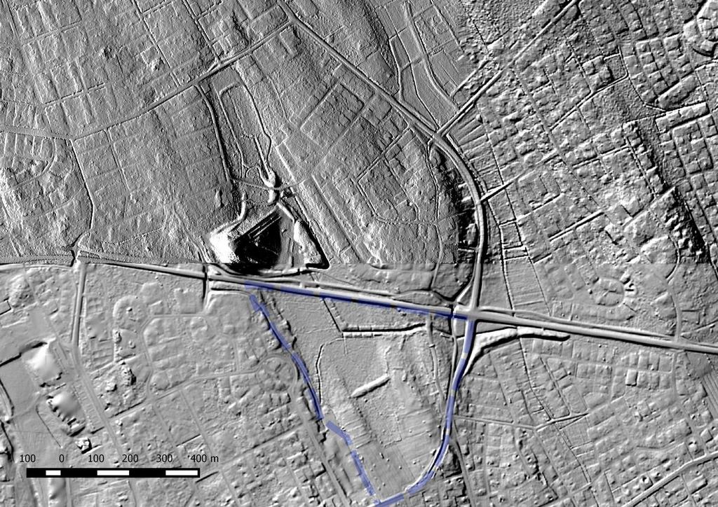Entinen järven pohja erottuu hyvin kaavan alueella korkeusmallin vinovalovarjostekuvassa Mml (4/2016).
