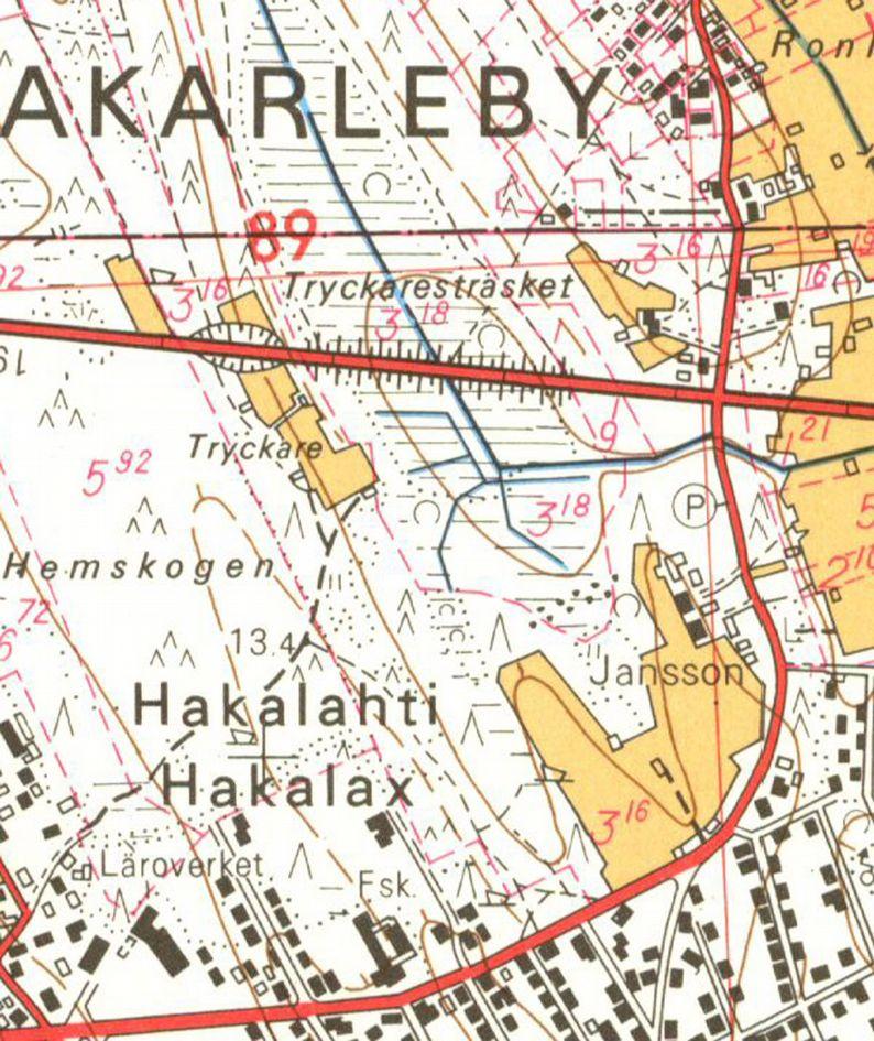 maanmittauslaitos.fi/ Ote vuoden 1972 peruskartasta.