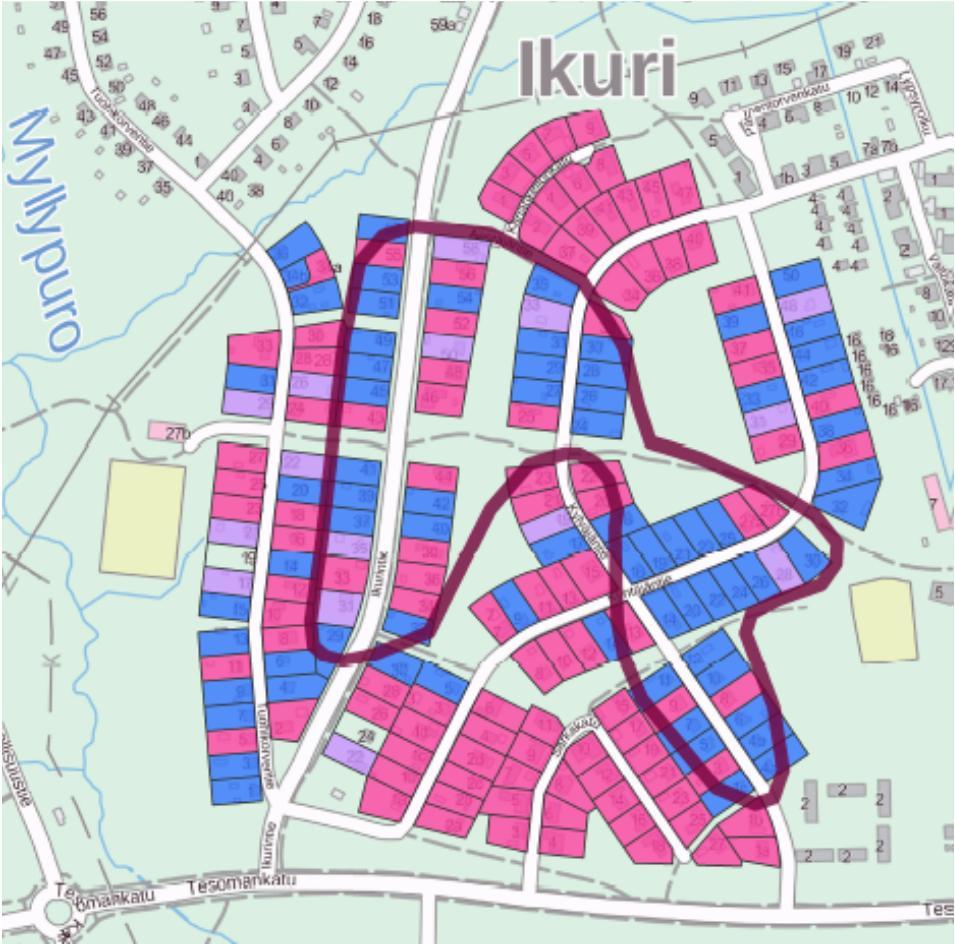 SÄILYNEISYYDEN ARVIOINTI: LÄNSI IKURI: SÄILYNEISYYS ALKUPERÄINEN ASEMAKAAVA VUODELTA 1950.