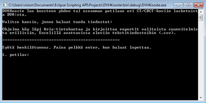 kirjaimet isolla, sillä muuten ohjelma ei tunnista tunnusta. Vaiheen näkymä on esitetty kuvassa 6. Kuva 6. Potilaan henkilötunnuksen syöttäminen. Syötetyn potilaan tiedot avautuvat ruudulle (kuva 7).