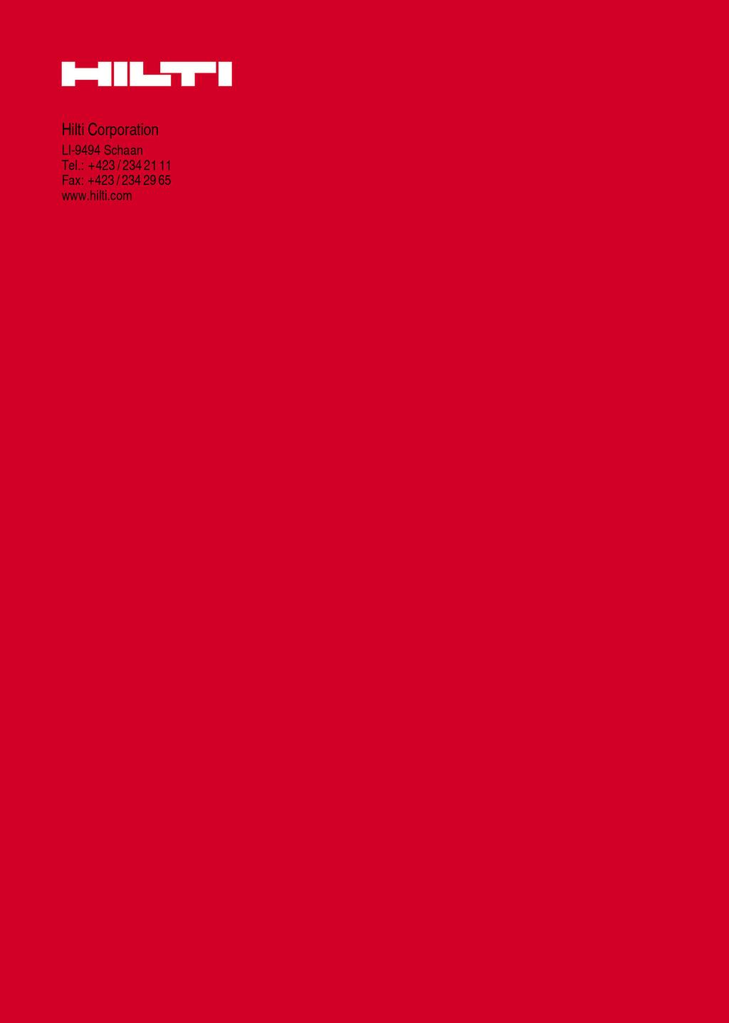Hilti = registered trademark of Hilti Corp.