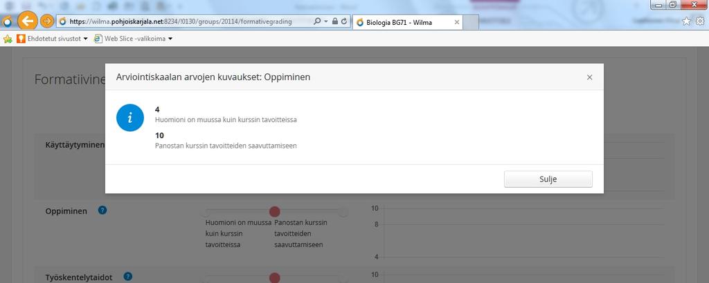 Arvioiminen Formatiivista arviointia annetaan Formatiivinen arviointi -välilehdellä.
