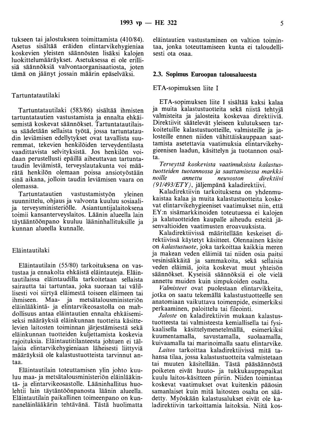 1993 vp - HE 322 5 tukseen tai jalostukseen toimittamista (410/84).