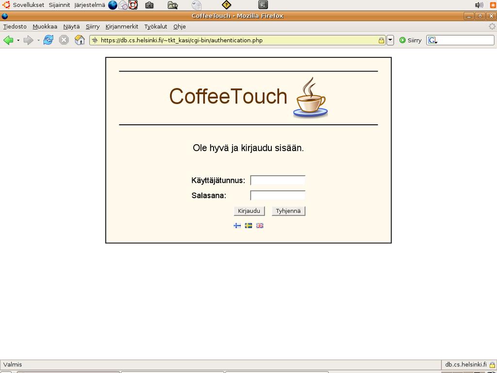 4 Raporttiliittymä Raporttiliittymä on CoffeeTouch-ohjelmiston web-käyttöliittymä, jolla voidaan hallita järjestelmän tuotteita ja käyttäjiä sekä luoda raportteja järjestelmään tuoduista tuotteista