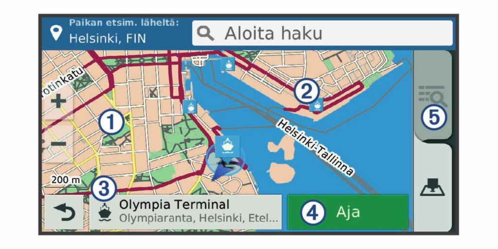 À Á Vedä karttaa, jos haluat näyttää lisää hakutuloksia. Lisää hakutuloksia. Valitsemalla tämän voit näyttää jonkin toisen sijainnin. Â Valitun sijainnin yhteenveto.