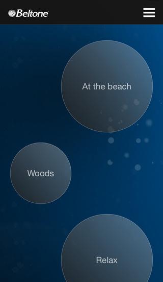 Beltone Tinnitus Calmer TM -toiminnot Tämän sovelluksen avulla voit hallita omaa ääniterapiatiedostokirjastoasi sekä luora omia äänimaisemia ympäristön äänistä ja lyhyistä musiikkijaksoista.