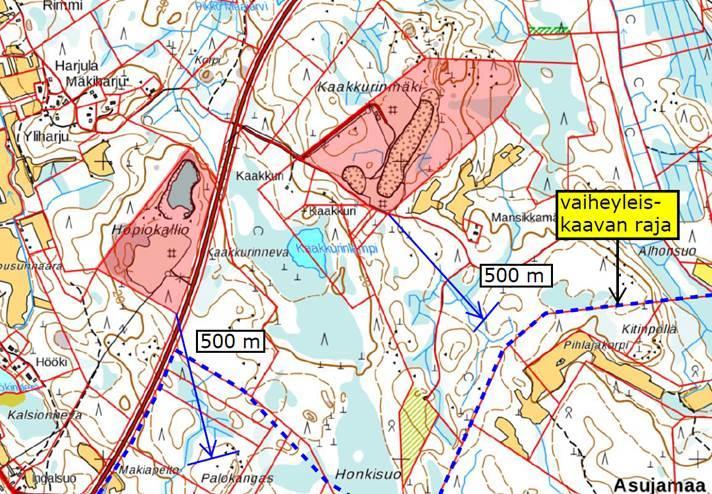 Kaava-alueen ulkopuolella toimii kaksi kiviaineslouhimoa, joiden suojavyöhyke on 500 metrin louhimokiinteistön rajalta.