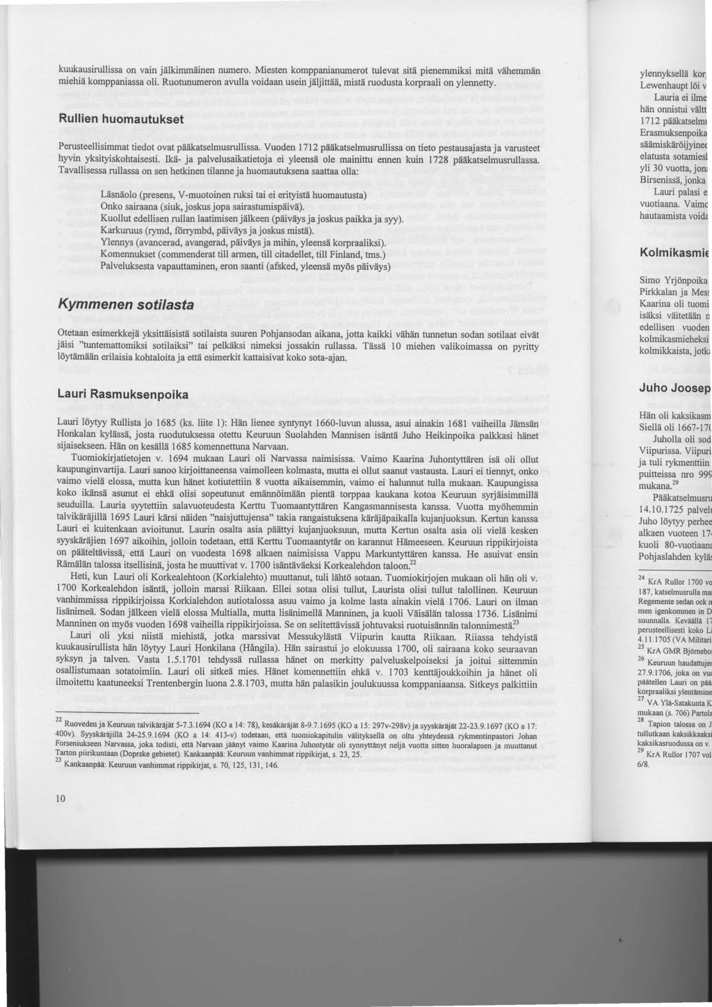 kuukausirullissa on vain jiilkimmiiinen numero. Miesten komppanianumerot tulevat sitii pienemmiksi mite vaihemmiin miehiii komppaniassa oli.
