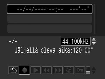 195 Pelkän äänen tallentaminen (Äänen tallennin) Voit nauhoittaa pelkkää ääntä ilman kuvia enintään kaksi tuntia kerrallaan. 1 Valitse [Äänen tallennin]. 1. Paina MENU-painiketta. 2.