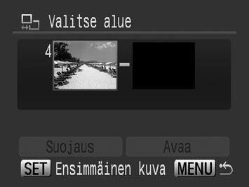 198 [Valitse] 3 Suojaa kuva. 1. Valitse suojattava kuva - tai - painikkeella. 2. Paina -painiketta. FUNC./SET-painikkeen painaminen peruuttaa valinnan.