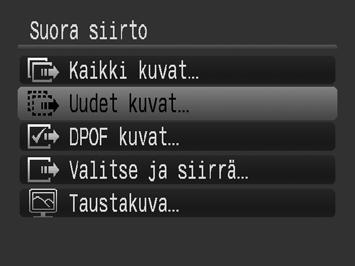 Kuvien lataaminen tietokoneeseen 31 Kuvien latauksen käynnistäminen kamerasta (Suora siirto) Tämän menetelmän avulla voit ladata kuvia kameran toimintojen avulla.