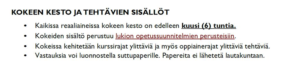 KOKEIDEN SISÄLTÖ ja RAKENNE: Ks.